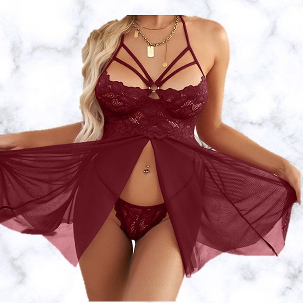 Three piece babydoll lingerie set